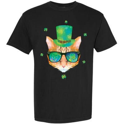 Cool St.Patrick's Day Clover Cat Garment-Dyed Heavyweight T-Shirt