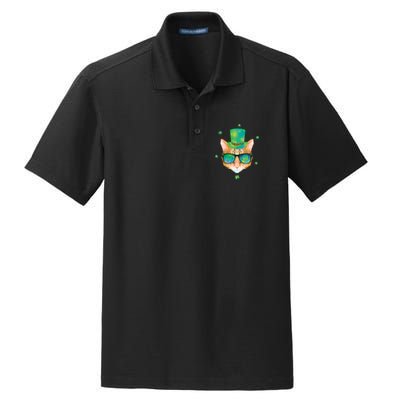 Cool St.Patrick's Day Clover Cat Dry Zone Grid Polo