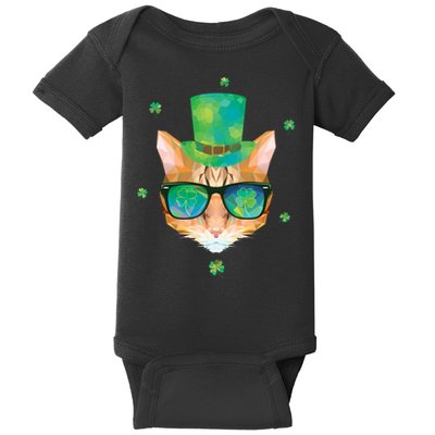 Cool St.Patrick's Day Clover Cat Baby Bodysuit