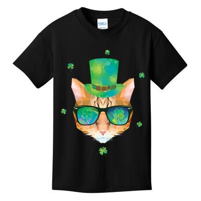 Cool St.Patrick's Day Clover Cat Kids T-Shirt