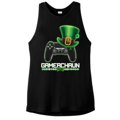 Cool St Patrick's Day Gamerchaun Game Controller Leprechaun Ladies PosiCharge Tri-Blend Wicking Tank