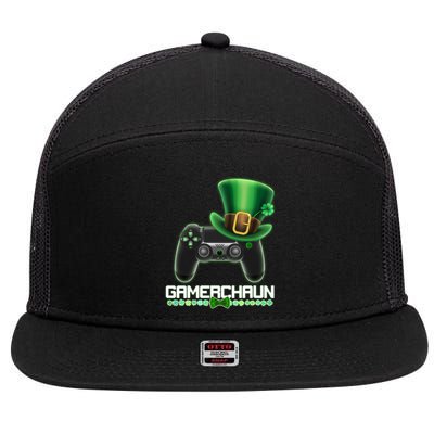 Cool St Patrick's Day Gamerchaun Game Controller Leprechaun 7 Panel Mesh Trucker Snapback Hat
