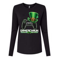 Cool St Patrick's Day Gamerchaun Game Controller Leprechaun Womens Cotton Relaxed Long Sleeve T-Shirt