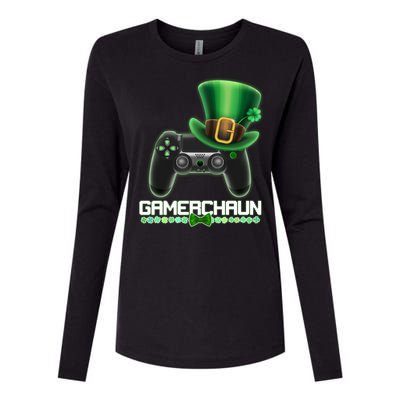 Cool St Patrick's Day Gamerchaun Game Controller Leprechaun Womens Cotton Relaxed Long Sleeve T-Shirt