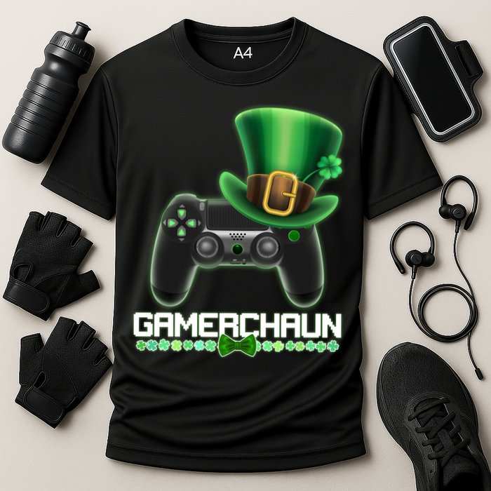 Cool St Patrick's Day Gamerchaun Game Controller Leprechaun Performance Shirt