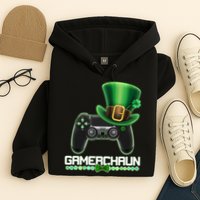 Cool St Patrick's Day Gamerchaun Game Controller Leprechaun Hoodie