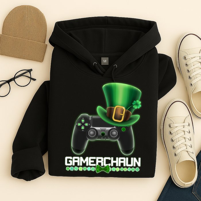 Cool St Patrick's Day Gamerchaun Game Controller Leprechaun Hoodie