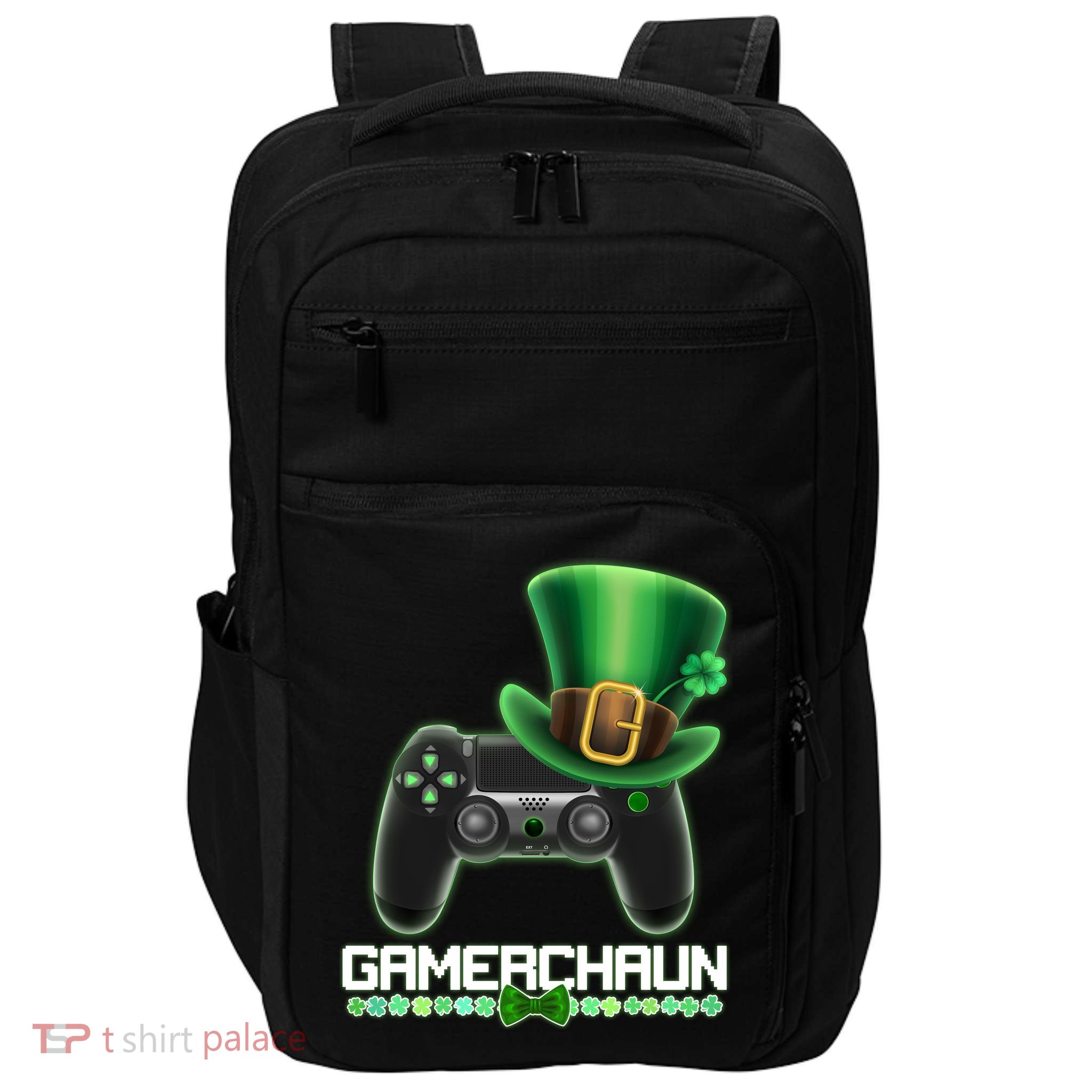 Cool St Patrick's Day Gamerchaun Game Controller Leprechaun Impact Tech Backpack