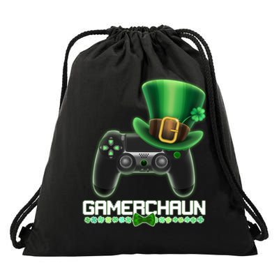 Cool St Patrick's Day Gamerchaun Game Controller Leprechaun Drawstring Bag