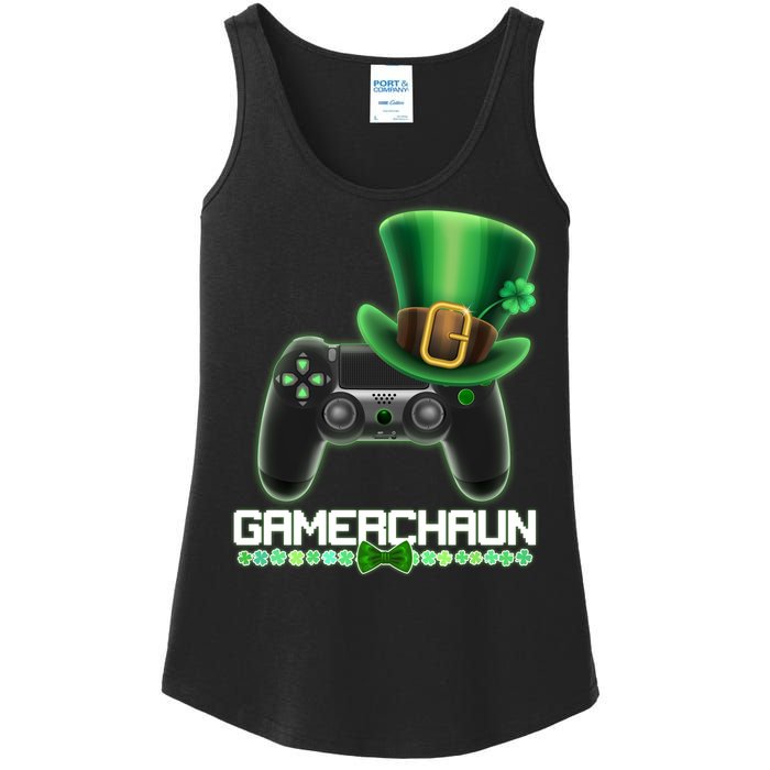 Cool St Patrick's Day Gamerchaun Game Controller Leprechaun Ladies Essential Tank