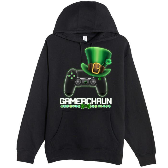Cool St Patrick's Day Gamerchaun Game Controller Leprechaun Premium Pullover Hoodie
