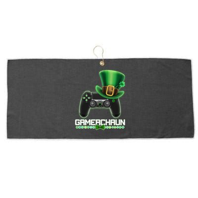 Cool St Patrick's Day Gamerchaun Game Controller Leprechaun Large Microfiber Waffle Golf Towel