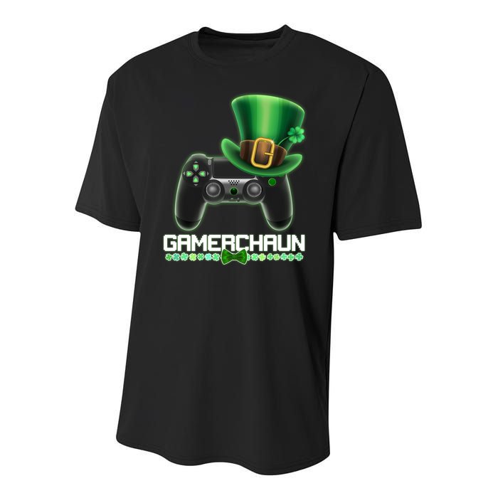 Cool St Patrick's Day Gamerchaun Game Controller Leprechaun Youth Performance Sprint T-Shirt