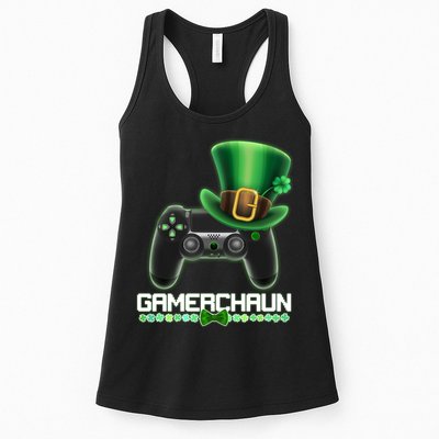 Cool St Patrick's Day Gamerchaun Game Controller Leprechaun Womens Tank Top