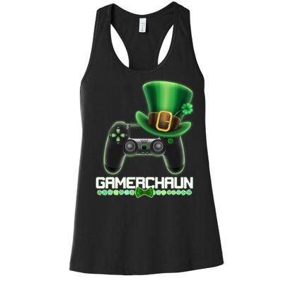 Cool St Patrick's Day Gamerchaun Game Controller Leprechaun Women's Racerback Tank