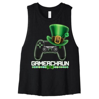 Cool St Patrick's Day Gamerchaun Game Controller Leprechaun Women's Racerback Cropped Tank