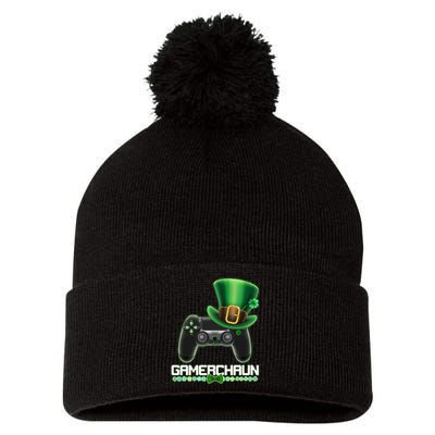Cool St Patrick's Day Gamerchaun Game Controller Leprechaun Pom Pom 12in Knit Beanie