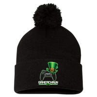 Cool St Patrick's Day Gamerchaun Game Controller Leprechaun Pom Pom 12in Knit Beanie