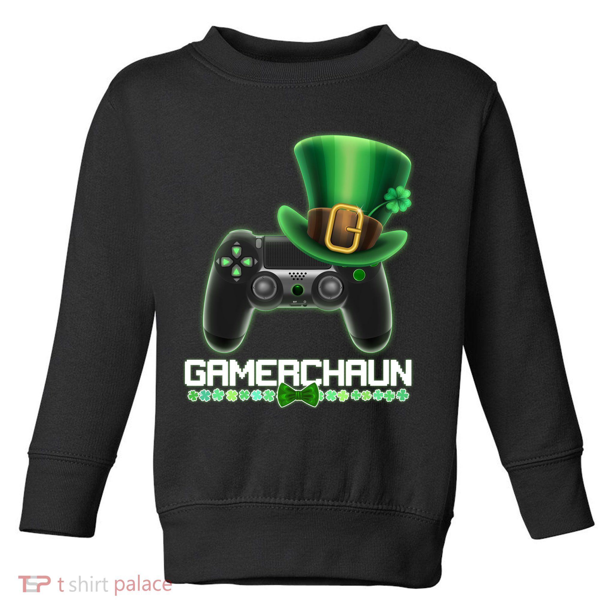 Cool St Patrick's Day Gamerchaun Game Controller Leprechaun Toddler Sweatshirt