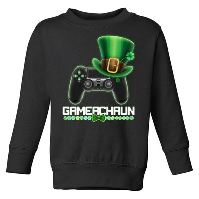 Cool St Patrick's Day Gamerchaun Game Controller Leprechaun Toddler Sweatshirt