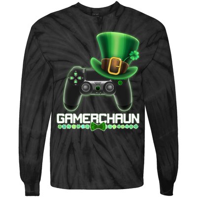 Cool St Patrick's Day Gamerchaun Game Controller Leprechaun Tie-Dye Long Sleeve Shirt