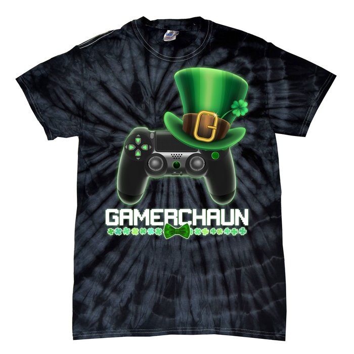 Cool St Patrick's Day Gamerchaun Game Controller Leprechaun Tie-Dye T-Shirt