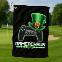Cool St Patrick's Day Gamerchaun Game Controller Leprechaun Golf Towel