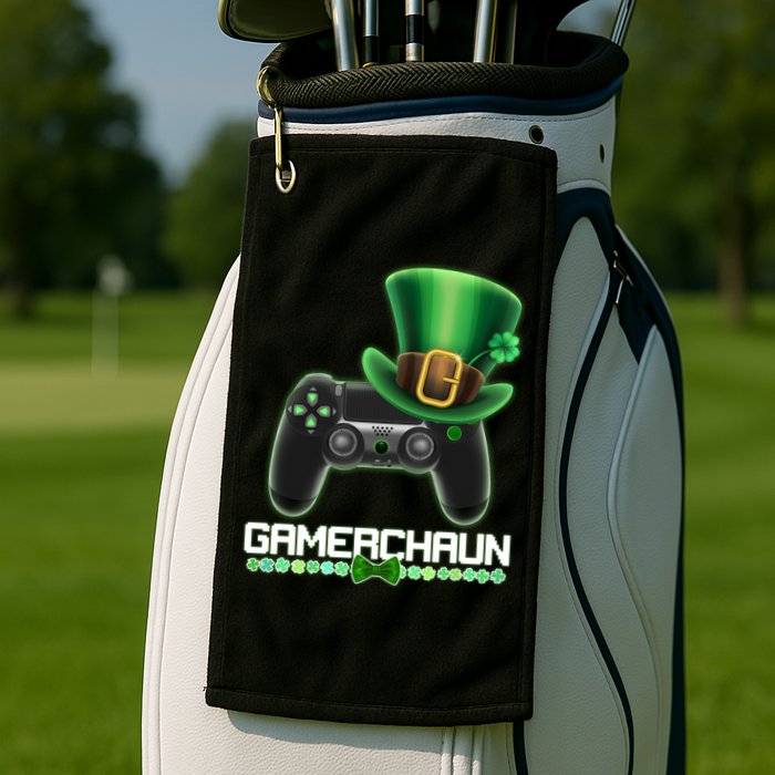 Cool St Patrick's Day Gamerchaun Game Controller Leprechaun Golf Towel