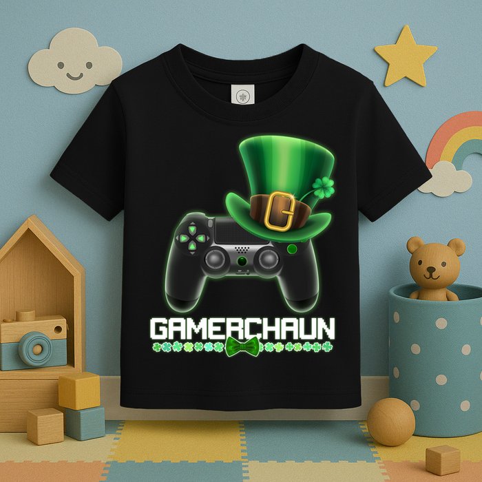 Cool St Patrick's Day Gamerchaun Game Controller Leprechaun Toddler T-Shirt