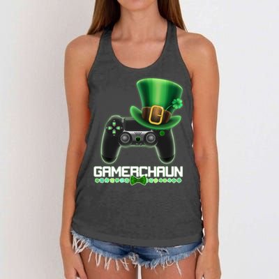 Cool St Patrick's Day Gamerchaun Game Controller Leprechaun Women's Knotted Racerback Tank