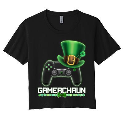 Cool St Patrick's Day Gamerchaun Game Controller Leprechaun Crop Top
