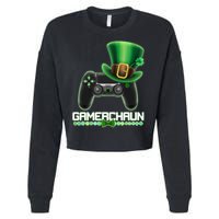 Cool St Patrick's Day Gamerchaun Game Controller Leprechaun Cropped Pullover Crew