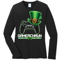 Cool St Patrick's Day Gamerchaun Game Controller Leprechaun Ladies Long Sleeve Shirt