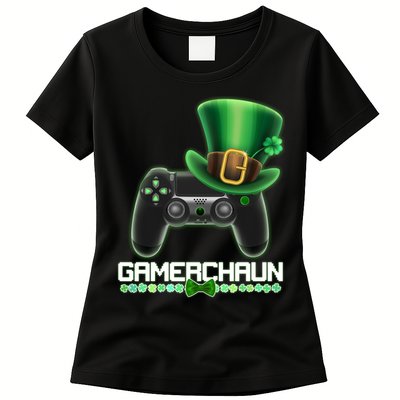 Cool St Patrick's Day Gamerchaun Game Controller Leprechaun Womens T-Shirt