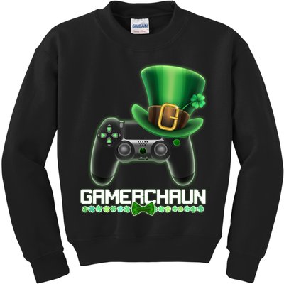 Cool St Patrick's Day Gamerchaun Game Controller Leprechaun Kids Sweatshirt