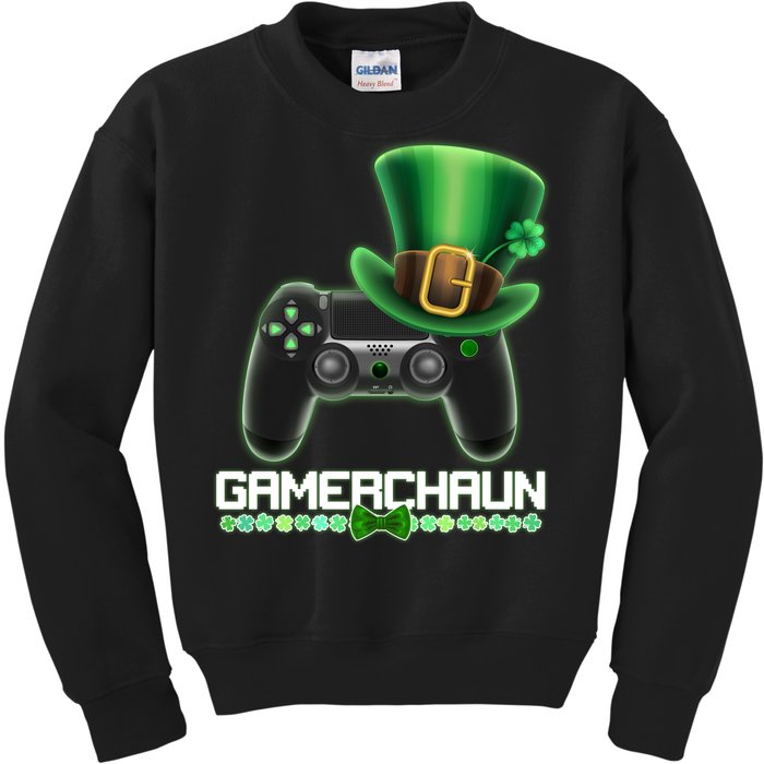 Cool St Patrick's Day Gamerchaun Game Controller Leprechaun Kids Sweatshirt