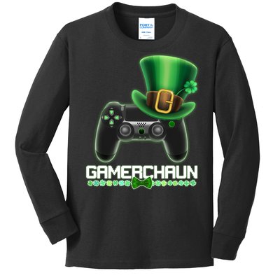 Cool St Patrick's Day Gamerchaun Game Controller Leprechaun Kids Long Sleeve Shirt