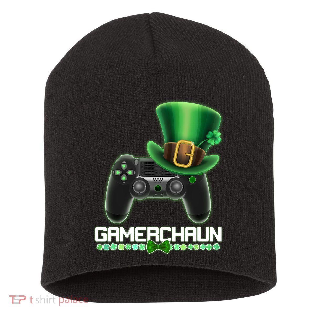 Cool St Patrick's Day Gamerchaun Game Controller Leprechaun Short Acrylic Beanie