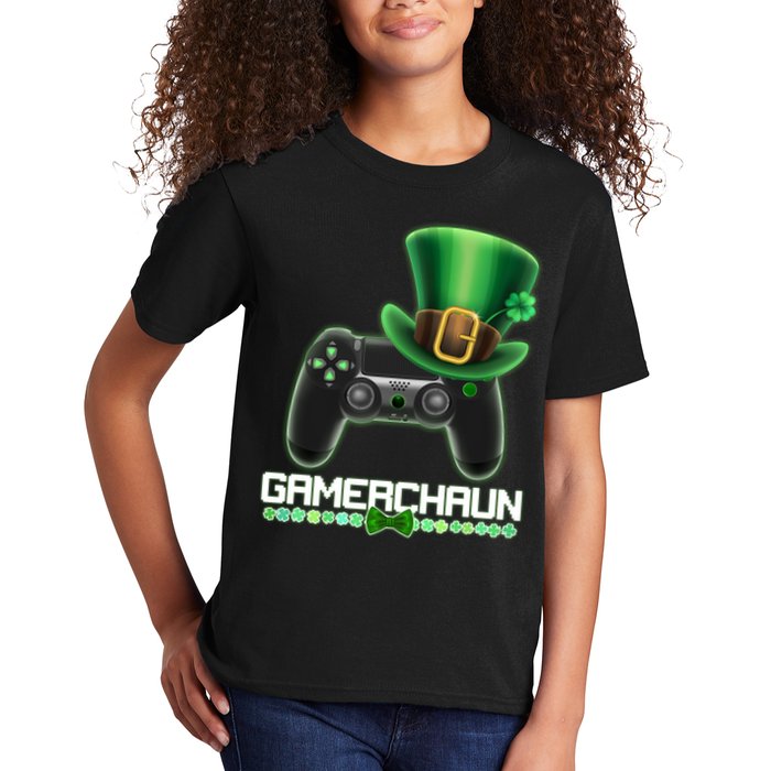 Cool St Patrick's Day Gamerchaun Game Controller Leprechaun Kids T-Shirt