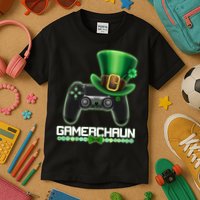 Cool St Patrick's Day Gamerchaun Game Controller Leprechaun Kids T-Shirt