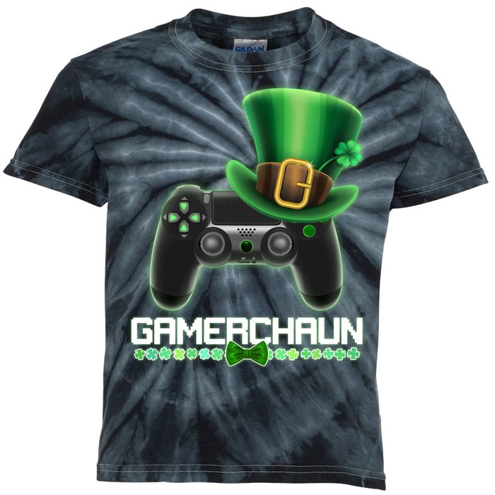 Cool St Patrick's Day Gamerchaun Game Controller Leprechaun Kids Tie-Dye T-Shirt