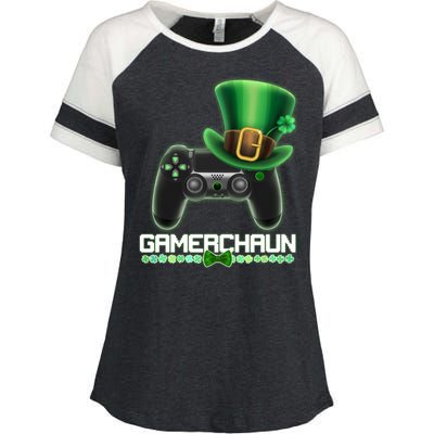 Cool St Patrick's Day Gamerchaun Game Controller Leprechaun Enza Ladies Jersey Colorblock Tee