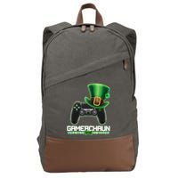 Cool St Patrick's Day Gamerchaun Game Controller Leprechaun Cotton Canvas Backpack