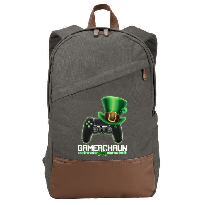 Cool St Patrick's Day Gamerchaun Game Controller Leprechaun Cotton Canvas Backpack