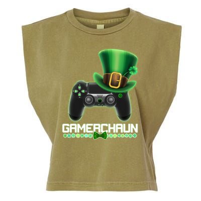 Cool St Patrick's Day Gamerchaun Game Controller Leprechaun Garment-Dyed Women's Muscle Tee