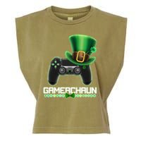 Cool St Patrick's Day Gamerchaun Game Controller Leprechaun Garment-Dyed Women's Muscle Tee