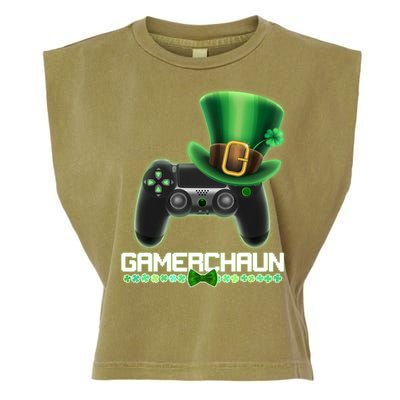 Cool St Patrick's Day Gamerchaun Game Controller Leprechaun Garment-Dyed Women's Muscle Tee