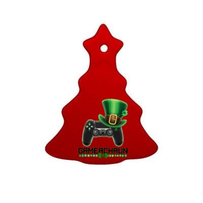 Cool St Patrick's Day Gamerchaun Game Controller Leprechaun Ceramic Tree Ornament