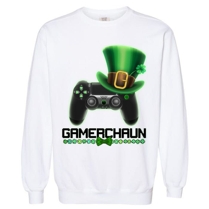 Cool St Patrick's Day Gamerchaun Game Controller Leprechaun Garment-Dyed Sweatshirt