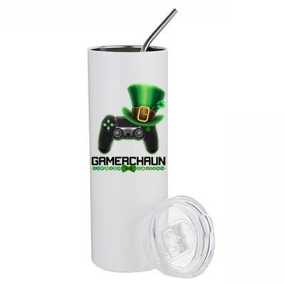 Cool St Patrick's Day Gamerchaun Game Controller Leprechaun Stainless Steel Tumbler